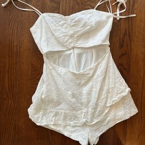 Princess Polly white romper with front cut out